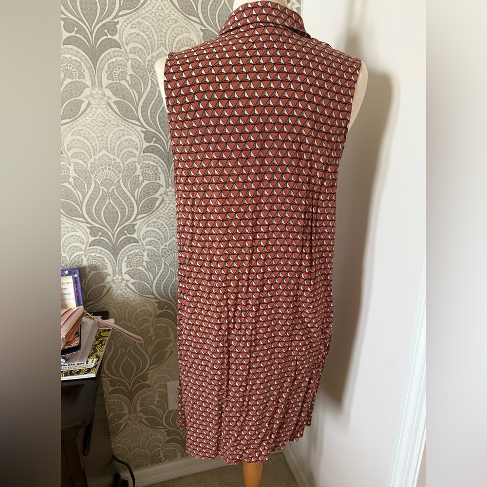 H.One Sleeveless Brown Patterned Dress size L - Picture 2 of 3